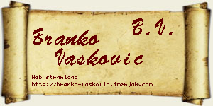 Branko Vasković vizit kartica